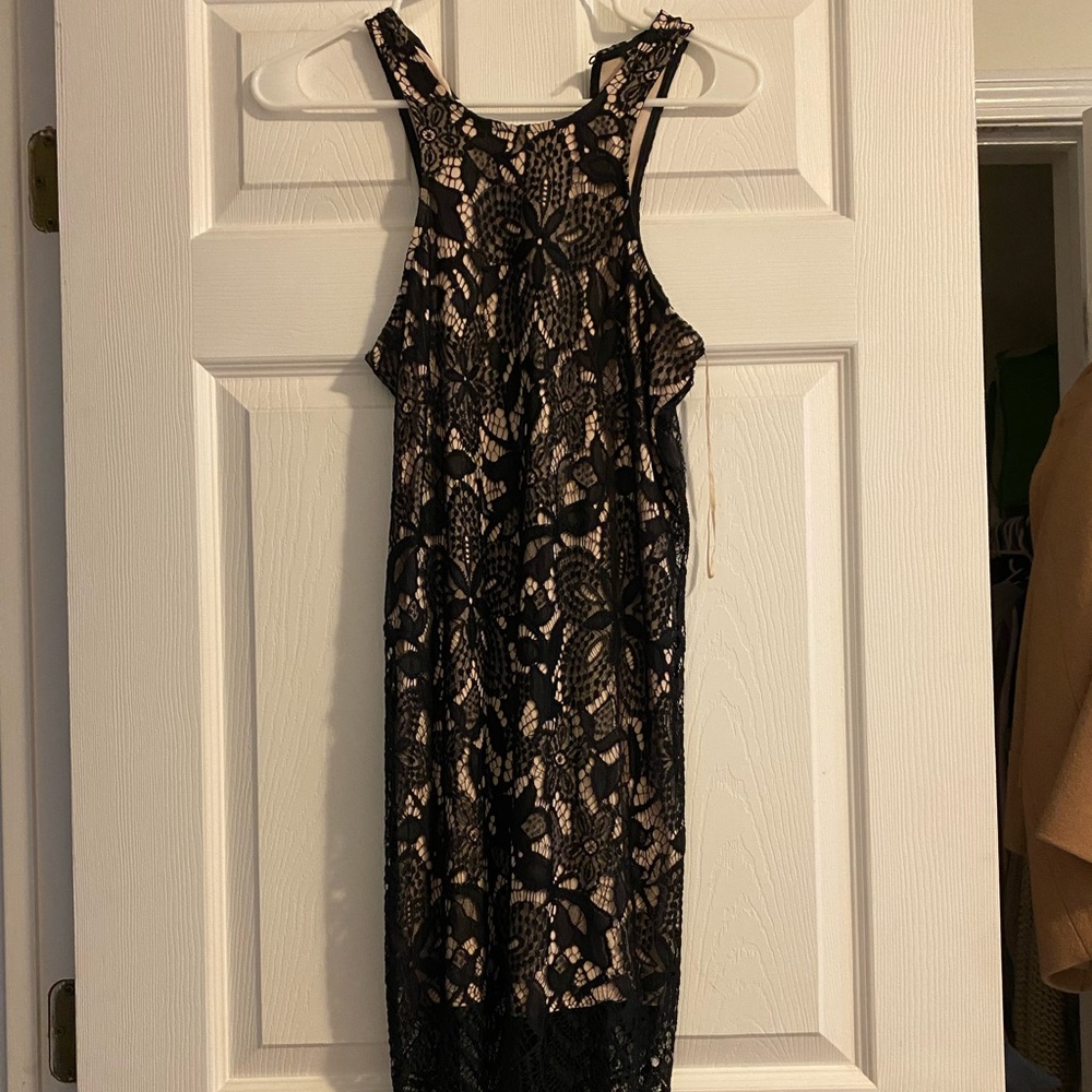 Black lace knee length dress